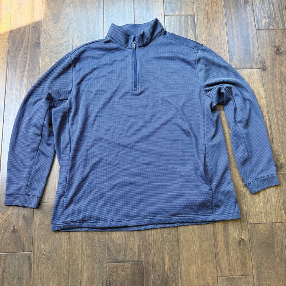 Ben Hogan Pullover Men 2XL Navy Blue Excellent Quarter Zip Fleece Lined Waffle